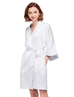 AW BRIDAL Women's Silky Robe, Satin Kimono Bathrobe for Wedding Party Brides Bridesmaids Loungewear