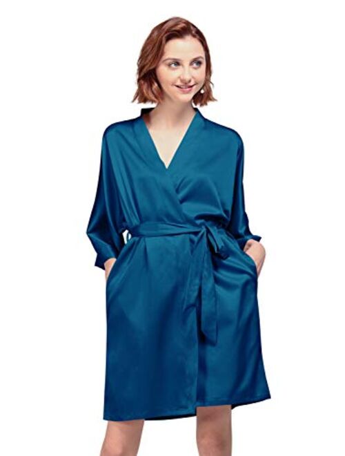 AW BRIDAL Women's Silky Robe, Satin Kimono Bathrobe for Wedding Party Brides Bridesmaids Loungewear