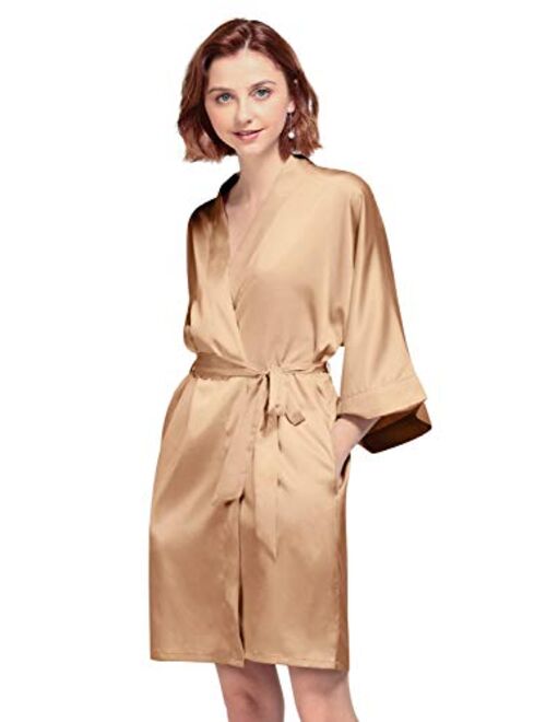 AW BRIDAL Women's Silky Robe, Satin Kimono Bathrobe for Wedding Party Brides Bridesmaids Loungewear