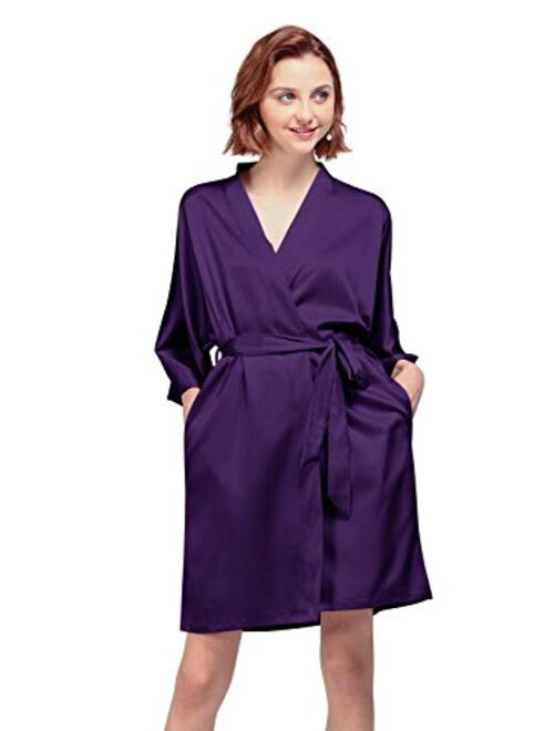 AW BRIDAL Women's Silky Robe, Satin Kimono Bathrobe for Wedding Party Brides Bridesmaids Loungewear