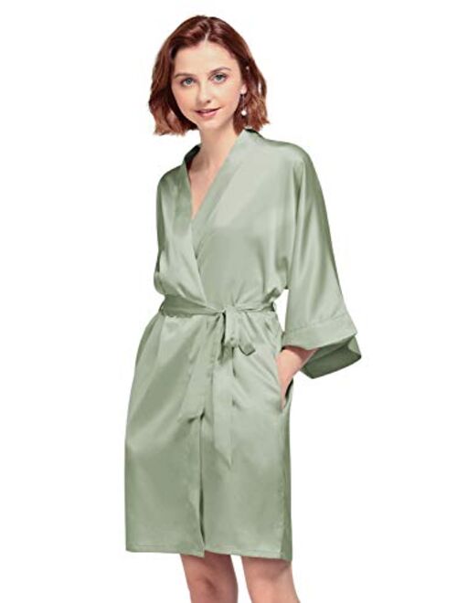 AW BRIDAL Women's Silky Robe, Satin Kimono Bathrobe for Wedding Party Brides Bridesmaids Loungewear