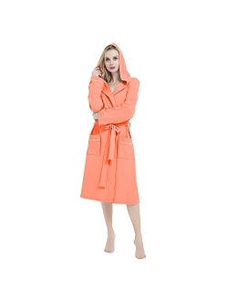 HEARTNICE Womens Hooded Cotton Robe Soft Kimono Spa Knit Bathrobe Lightweight Long