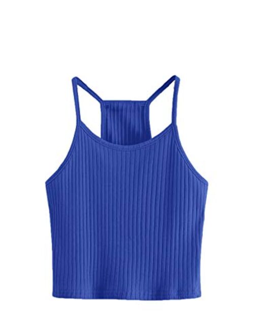 SheIn Women's Summer Basic Sexy Strappy Sleeveless Racerback Crop Top