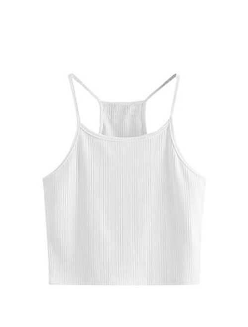 SheIn Women's Summer Basic Sexy Strappy Sleeveless Racerback Crop Top