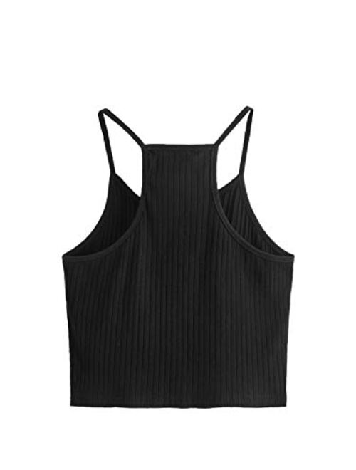 SheIn Women's Summer Basic Sexy Strappy Sleeveless Racerback Crop Top