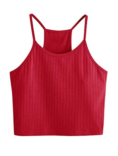 SheIn Women's Summer Basic Sexy Strappy Sleeveless Racerback Crop Top