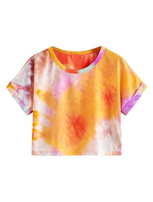 SweatyRocks Women's Casual Round Neck Short Sleeve Soild Basic Crop Top T-Shirt