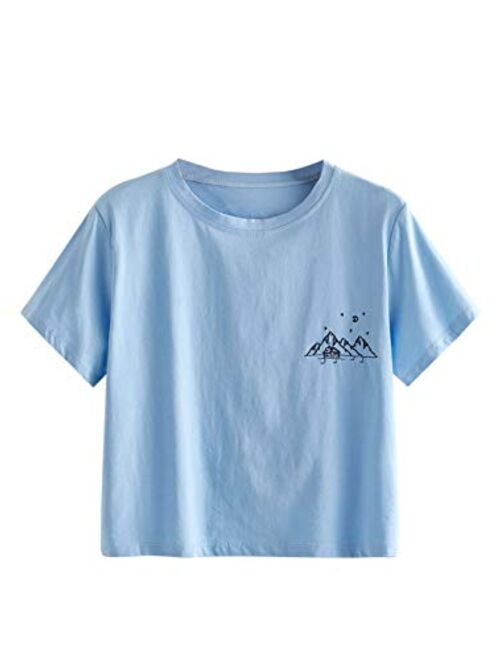 MakeMeChic Women's Letter Print Crop Tops Casual Short Sleeve Tees