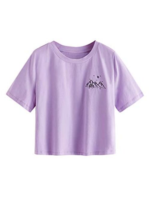 MakeMeChic Women's Letter Print Crop Tops Casual Short Sleeve Tees