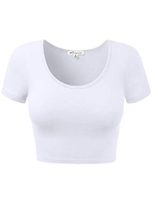 HATOPANTS Women's Cotton Basic Scoop Neck Crop Top Short Sleeve Tops