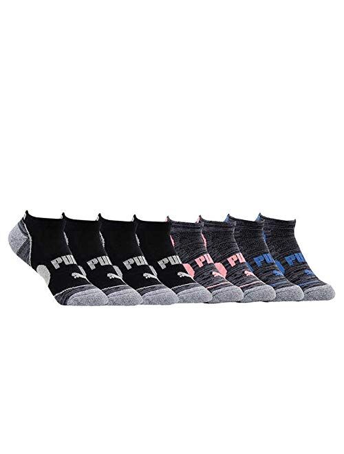 Puma No Show Women's Socks, Moisture Control Mesh Ventilation (8 Pair) (Hot Pink, Turquoise, Grey)