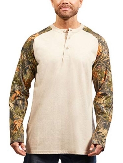 Rasco FR Mens Rasco Khaki/Navy Henley Flame Resistant T Shirt