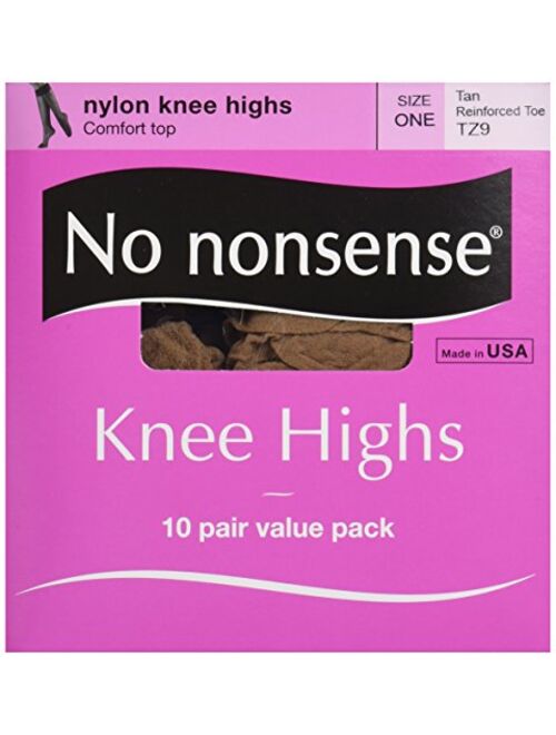 No Nonsense Women's Reinforced Toe Knee-Highs, 10 Pair Value Pack