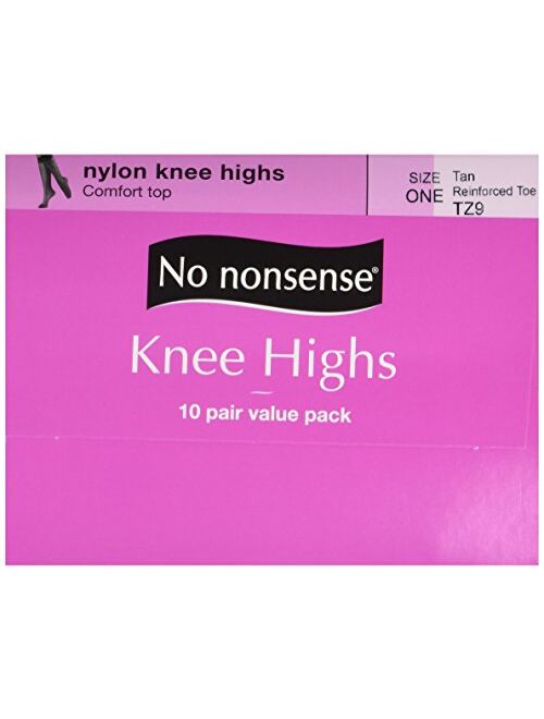 No Nonsense Women's Reinforced Toe Knee-Highs, 10 Pair Value Pack