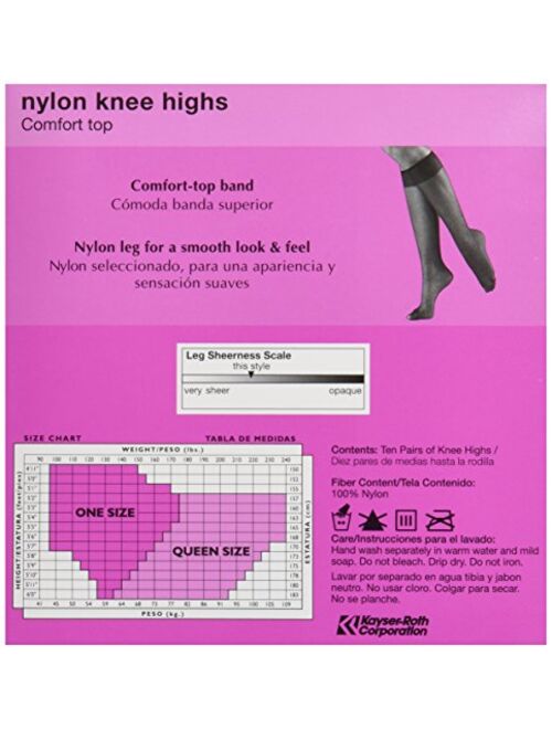 No Nonsense Women's Reinforced Toe Knee-Highs, 10 Pair Value Pack