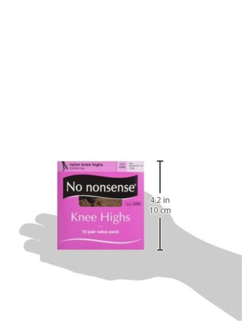 No Nonsense Women's Reinforced Toe Knee-Highs, 10 Pair Value Pack