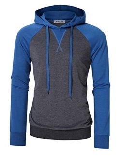 KUULEE Men's Long Sleeve Raglan Henley Jersey Hoodie Shirt