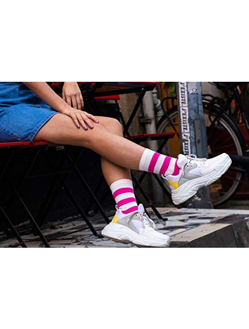 1Sock2Sock Women's Donut Socks Cute Gift Box Colorful Pattern & Soft Cotton Novelty Crew Sock (Fits Shoe Size 6-10)