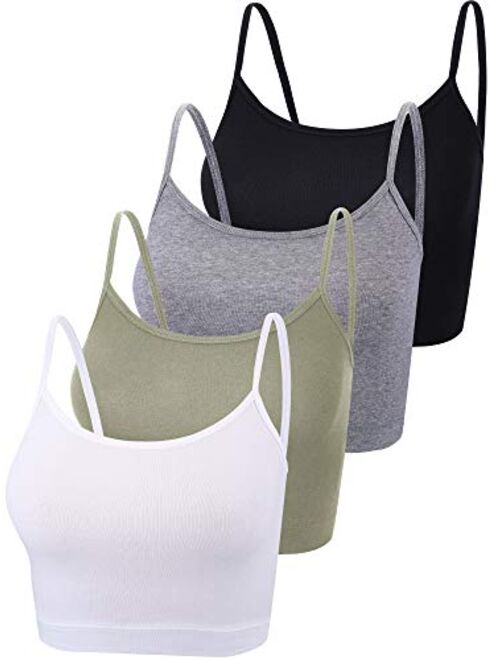 4 Pieces Basic Crop Tank Tops Sleeveless Racerback Crop Sport Cotton Top for Women