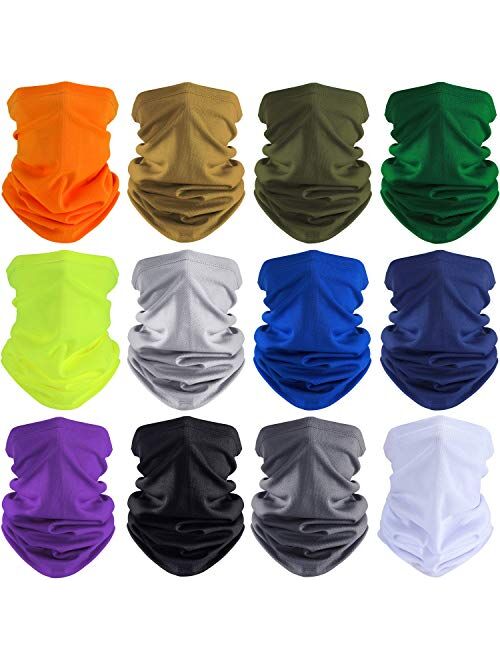 Summer Face Cover UV Protection Neck Gaiter Scarf Sunscreen Breathable Bandana (Classic Solid Colors, 12)