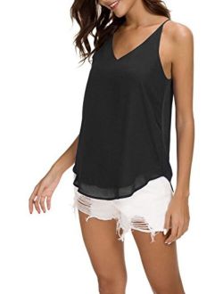 Women's V-Neck Chiffon Spaghetti Strap Cami Top