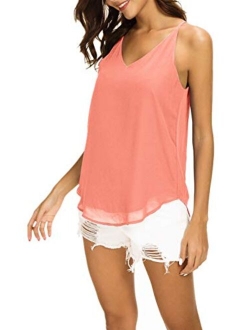 Women's V-Neck Chiffon Spaghetti Strap Cami Top