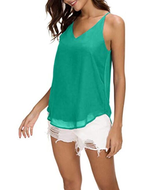 Women's V-Neck Chiffon Spaghetti Strap Cami Top