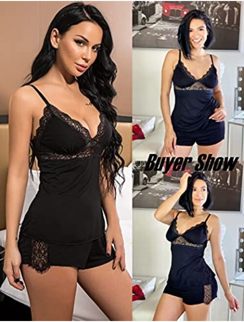 Avidlove Womens Sleepwear Lace Pajamas Cami PJS Set Sexy Nightwear