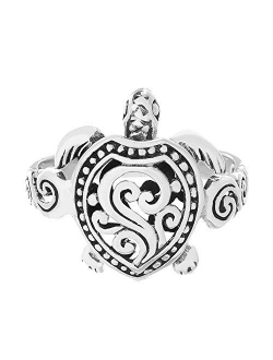 WILLOWBIRD Oxidized Sterling Silver Textured Animal Scrollwork Ring for Women (Various Sizes)