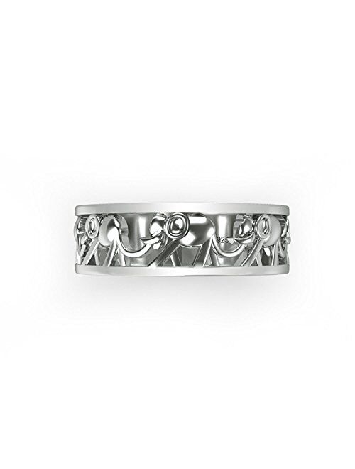 Metal Factory 925 Sterling Silver Elephant Migration Ring