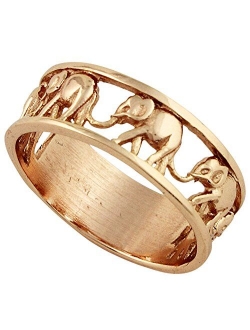 CloseoutWarehouse Sterling Silver Elephant Family Migration Ring 925 (Color Options, Sizes 4-15)