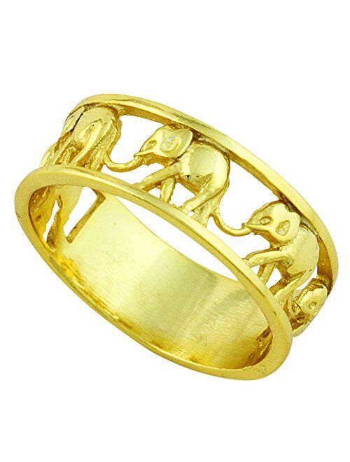 CloseoutWarehouse Sterling Silver Elephant Family Migration Ring 925 (Color Options, Sizes 4-15)