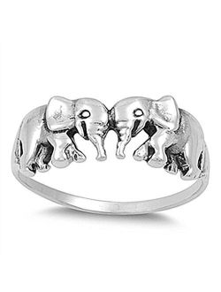 CHOOSE YOUR COLOR Sterling Silver Elephant Ring