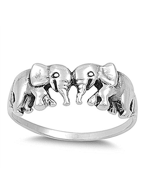 CHOOSE YOUR COLOR Sterling Silver Elephant Ring