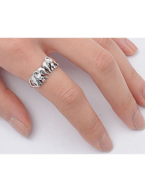 CHOOSE YOUR COLOR Sterling Silver Elephant Ring