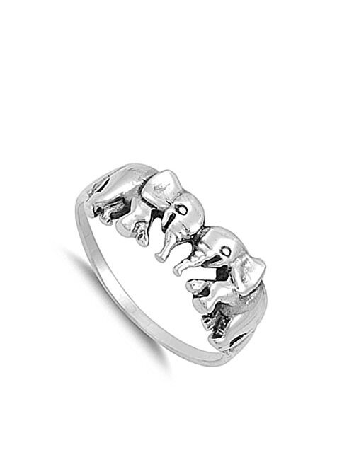 CHOOSE YOUR COLOR Sterling Silver Elephant Ring