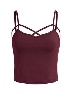 Women's Spaghetti Strap Crop Top Criss Cross Camisole Tank Tops