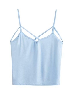 Women's Spaghetti Strap Crop Top Criss Cross Camisole Tank Tops