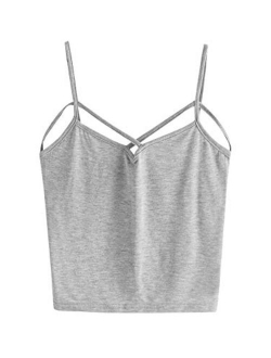 Women's Spaghetti Strap Crop Top Criss Cross Camisole Tank Tops