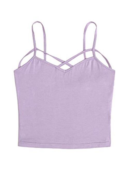 SweatyRocks Women's Spaghetti Strap Crop Top Criss Cross Camisole Tank Tops