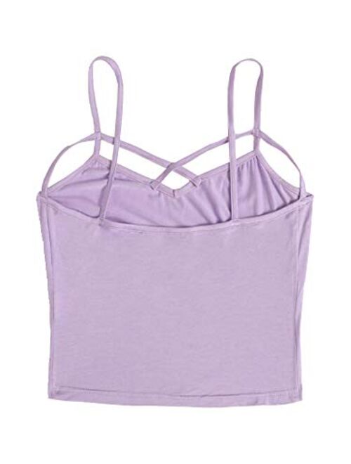 SweatyRocks Women's Spaghetti Strap Crop Top Criss Cross Camisole Tank Tops