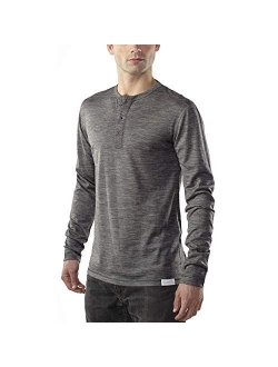 Woolly Clothing Men's Merino Wool Long Sleeve Henley - Everyday Weight - Wicking Breathable Anti-Odor