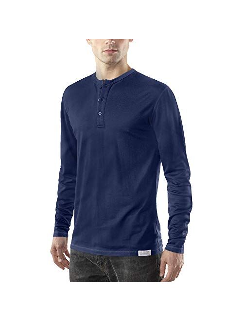 Woolly Clothing Men's Merino Wool Long Sleeve Henley - Everyday Weight - Wicking Breathable Anti-Odor