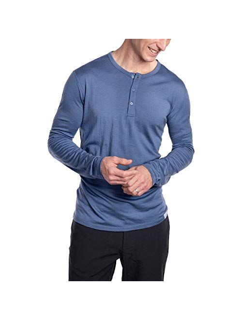 Woolly Clothing Men's Merino Wool Long Sleeve Henley - Everyday Weight - Wicking Breathable Anti-Odor