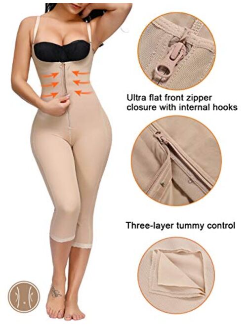 CINDYLOVER Women Open-Bust Body Shaper Hi-Waist Tummy Control Fajas Butt Lifter Thigh Shapewear Capri Leggings