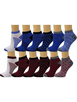 Debra Weitzner Womens Low-Cut Socks Colorful Casual No-Show Ankle Socks 12 Pairs