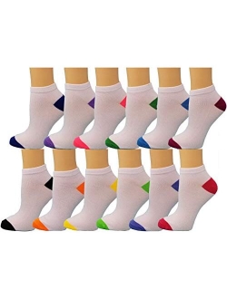 Debra Weitzner Womens Low-Cut Socks Colorful Casual No-Show Ankle Socks 12 Pairs