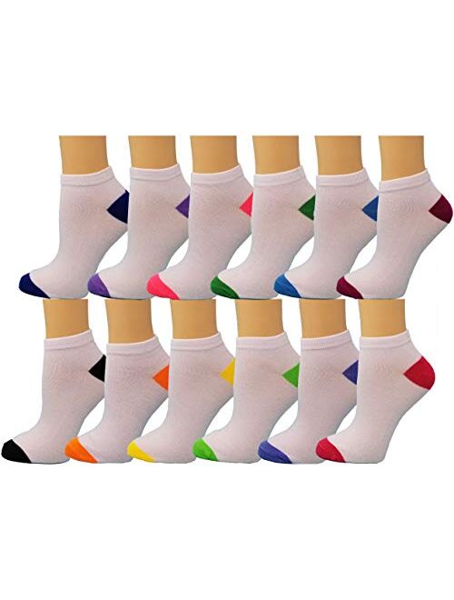 Debra Weitzner Womens Low-Cut Socks Colorful Casual No-Show Ankle Socks 12 Pairs