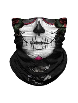 Motorcycle Face Mask Sun Dust Wind Protection Durable Tube Mask Seamless Skeleton Face Mask for Men Women