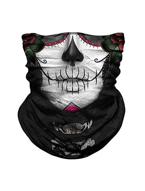 Motorcycle Face Mask Sun Dust Wind Protection Durable Tube Mask Seamless Skeleton Face Mask for Men Women